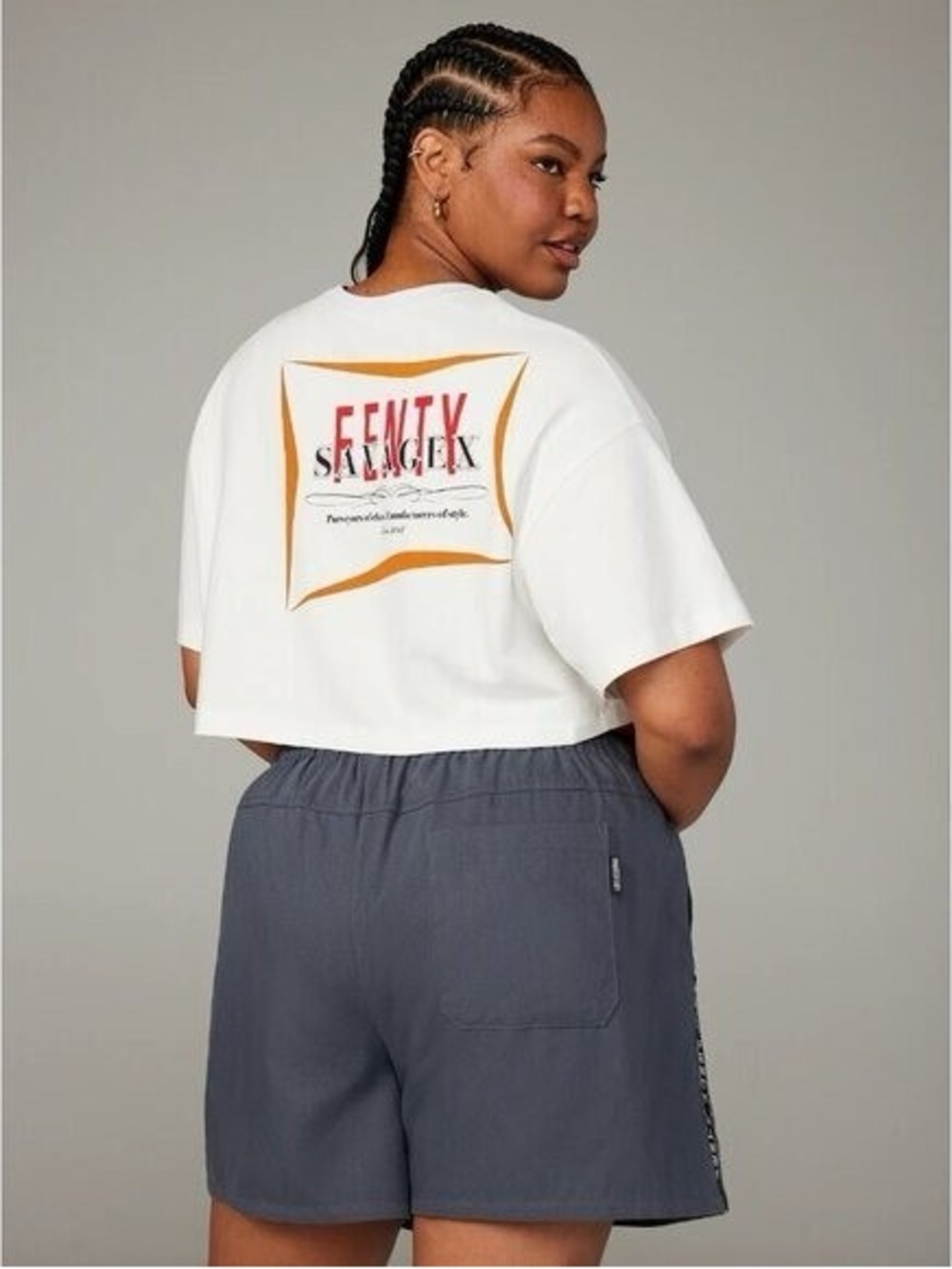 Savage X Fenty White Crop Tee Logo Graphic Streetwear Cotton Top Casual Chic